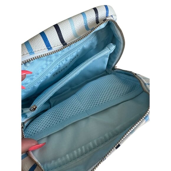 DRAPER JAMES White Blue Striped Cosmetic Makeup Bag NEW NWT - Picture 5 of 6